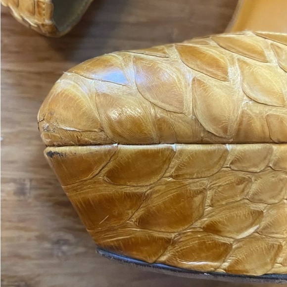 Sergio Rossi Snake Print Platform Heels Size 5 High Heel Pumps Designer Shoes - Picture 9 of 15